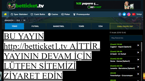 Betticket.tv Yeni Canlı Maç İzleme Adresi