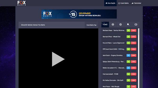 Foxbahis.tv Yeni Canlı Maç İzleme Adresi